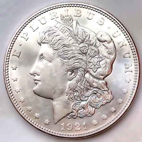 1921-D AU UNCIRCULATED  MORGAN SILVER DOLLAR 90% SILVER $1 US COIN -NICE!  S43