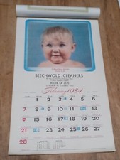 Vintage 1954 Beechwold Cleaners Columbus Ohio Baby Calendar Humorous Captions