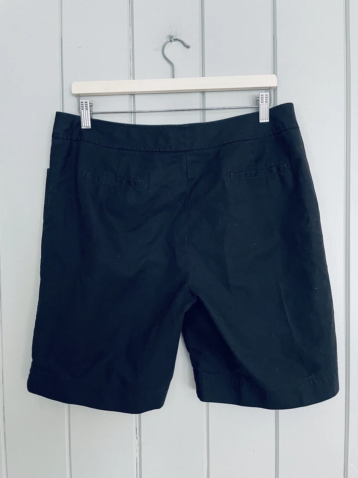 Lafayette 148 New York Bermuda Shorts 10 Black Cotton Chino Mid Rise - Image 4 of 4