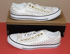 ALL STAR CONVERSE CTAS OX WHITE GOLD BLACK CANVAS SNEAKERS SHOES SZ WM 12 MEN 10