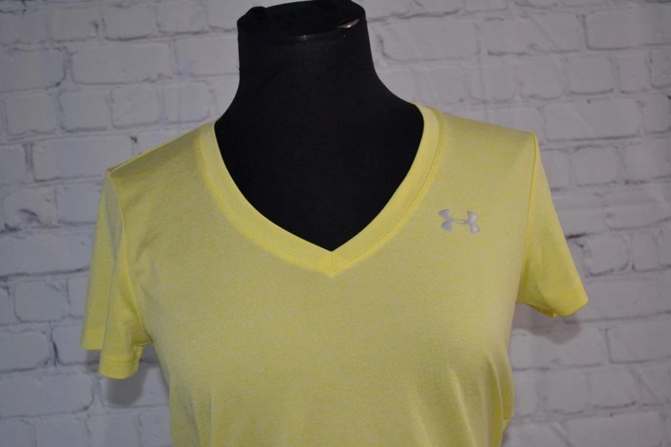 43719-a Camisa de Gimnasio Under Armour Atlética Suelta Amarilla Talla Pequeña Adulta Mujer Foto 4 de 4