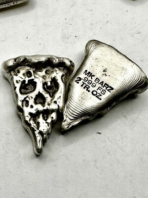 #ad 2 Troy Oz MK BarZ quot;pizza Face quot; .999 FS $118.00