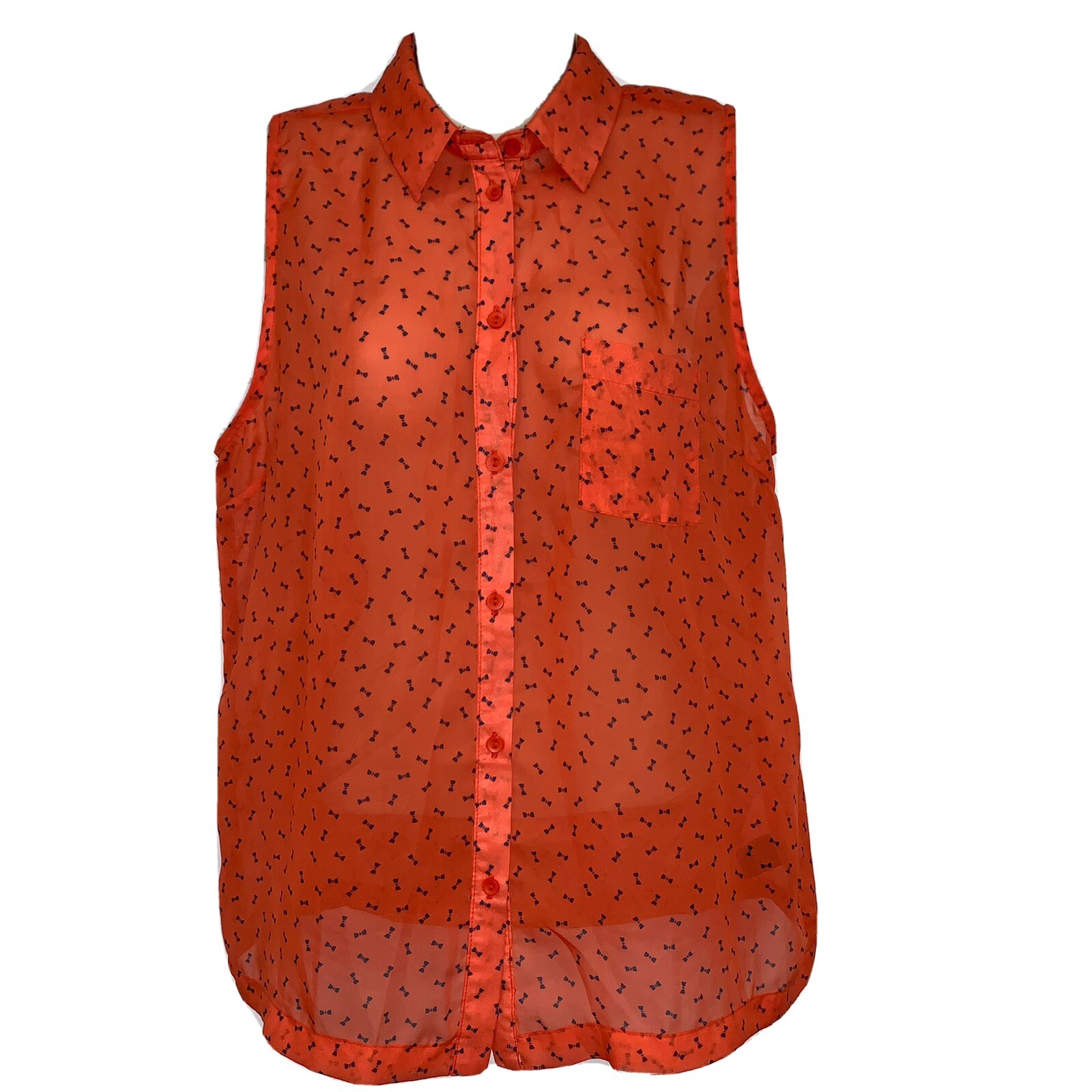 Timing Translucent Bow Tie Design Collared Shirt - image 1