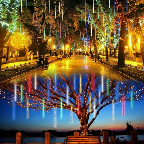 LED Meteor Shower Lights Waterproof Falling Rain Icicle Outdoor Christmas Decor - Picture 2 of 22