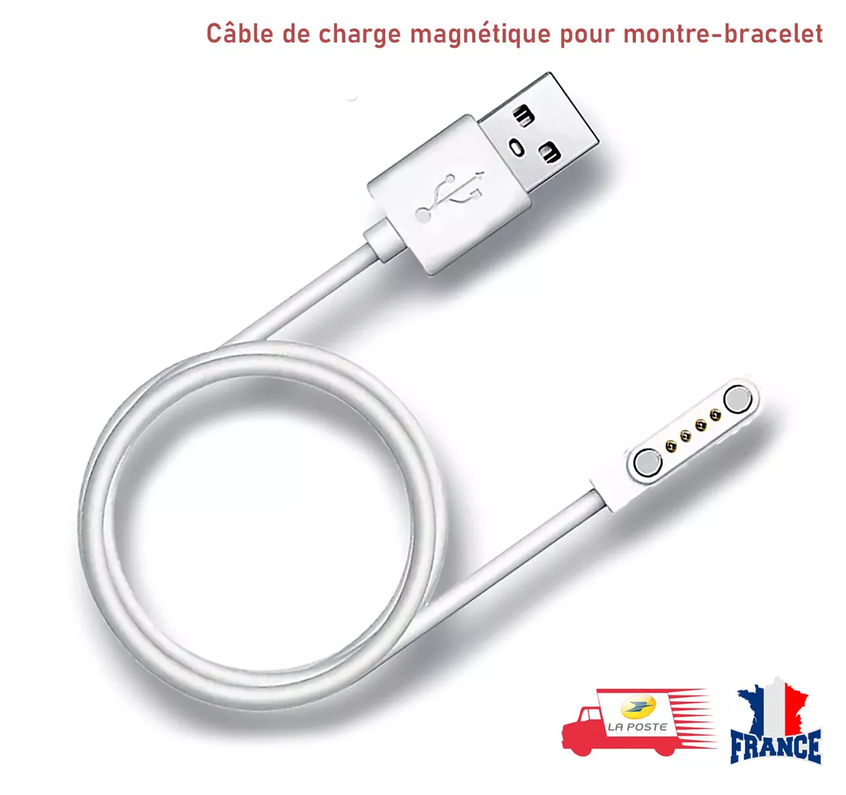 Câble de charge magnétique à 4 broches pour montre connectée KW88 KW99 kw06  kw98