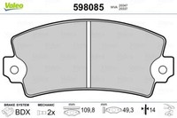 Valeo 598085 Bremsbelagsatz, Scheibenbremse FüR Abarth Alpine CitroËN Fiat