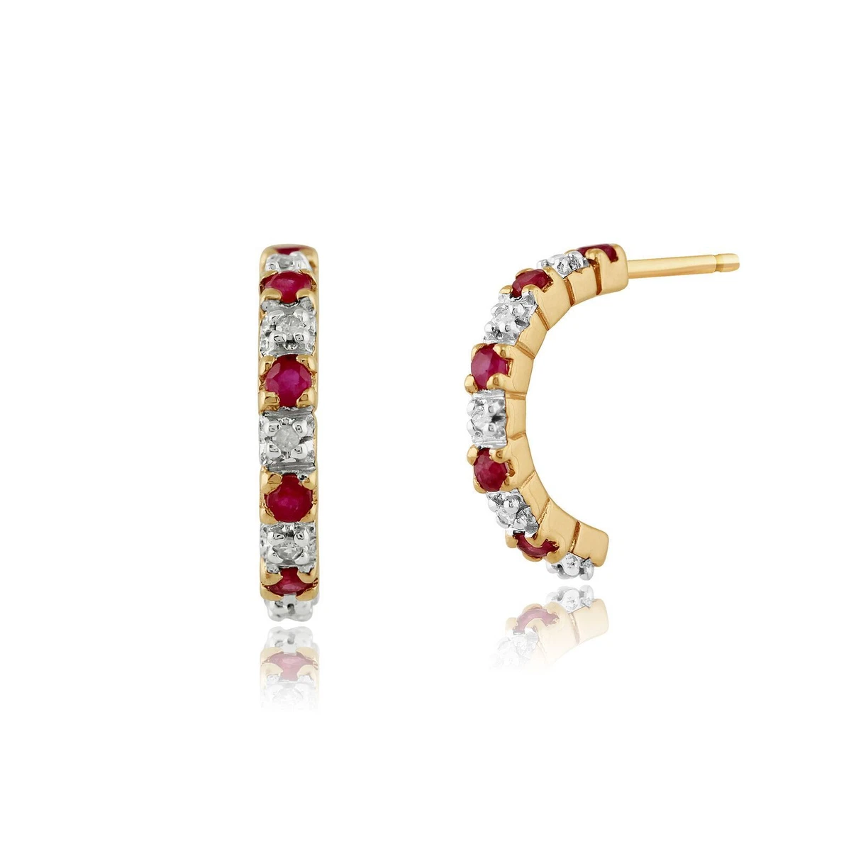 Ivy Gems Orecchini a perno in oro giallo 9 kt con rubino e fiore