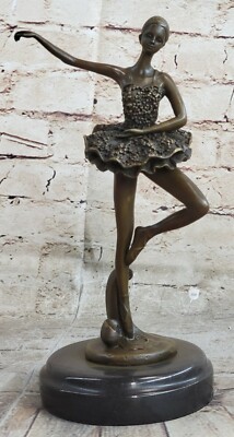 Signed Milo Ballerina Ballet Dancer Girl Statue Bronze Figurine Sculpture Prima