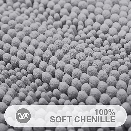 Chenille Striped Bathroom Rug Mat, Extra Thick & Absorbent Bath Rugs,16x24, Grey - Picture 6 of 6