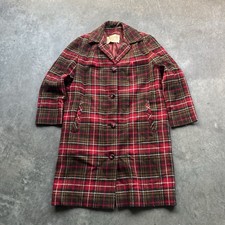Vintage 70s Pendleton Women s Plaid Wool Trench Tarta Coat Size 12 Made In USA