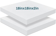2 Pack 2" x 18" x 18" Upholstery High Density Foam Square White Cushion