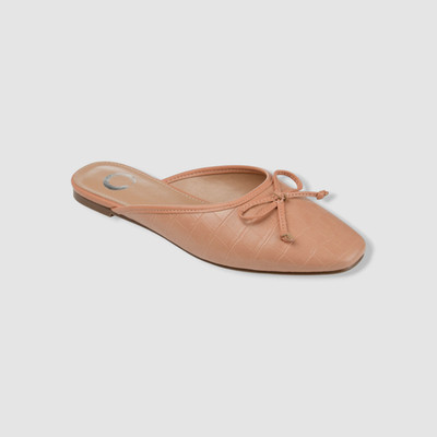 Journee Collection Women's Pink Tammala Faux Leather Flat Mule Shoes Size 6