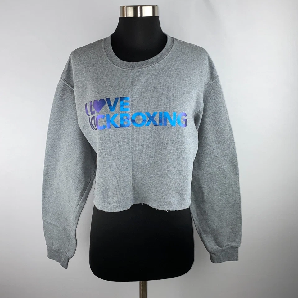 Athletic Works Cropped I Love Kickboxing Hand Cut Hem Sporty Action M * - Image 3 of 4