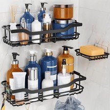 3-Pack Shower Caddy with Soap Holder, Adhesive Rustproof No-drill Strudy Load...