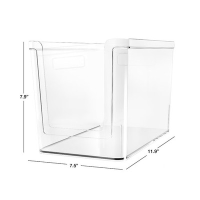 Large Deep Clear PlasticPantry Storage Organizer Bin with Open Front,12''x7.5''x8''