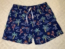 Chubbies The Neon Lights Swim Trunks Men  s Size XXL 5.5" Flamingo Palm Tree Navy