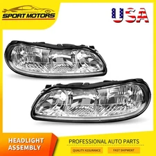 Headlights Assembly For 1997-2003 Chevy Malibu Clear Lens Headlamps Replacement