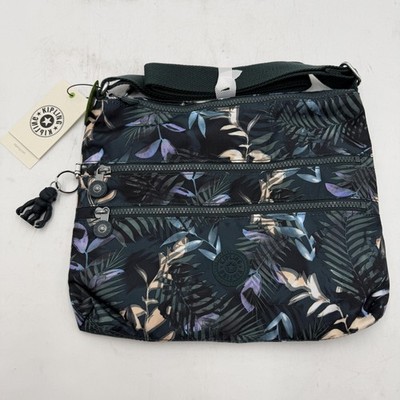 Kipling Alvar Crossbody Bag Womens Black Moonlit Forest Leaf Print, HB6141K9T