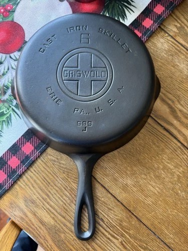Griswold #6 Large Block Logo Cast Iron Skillet Smooth Bottom  *RESTORED**FLAT*