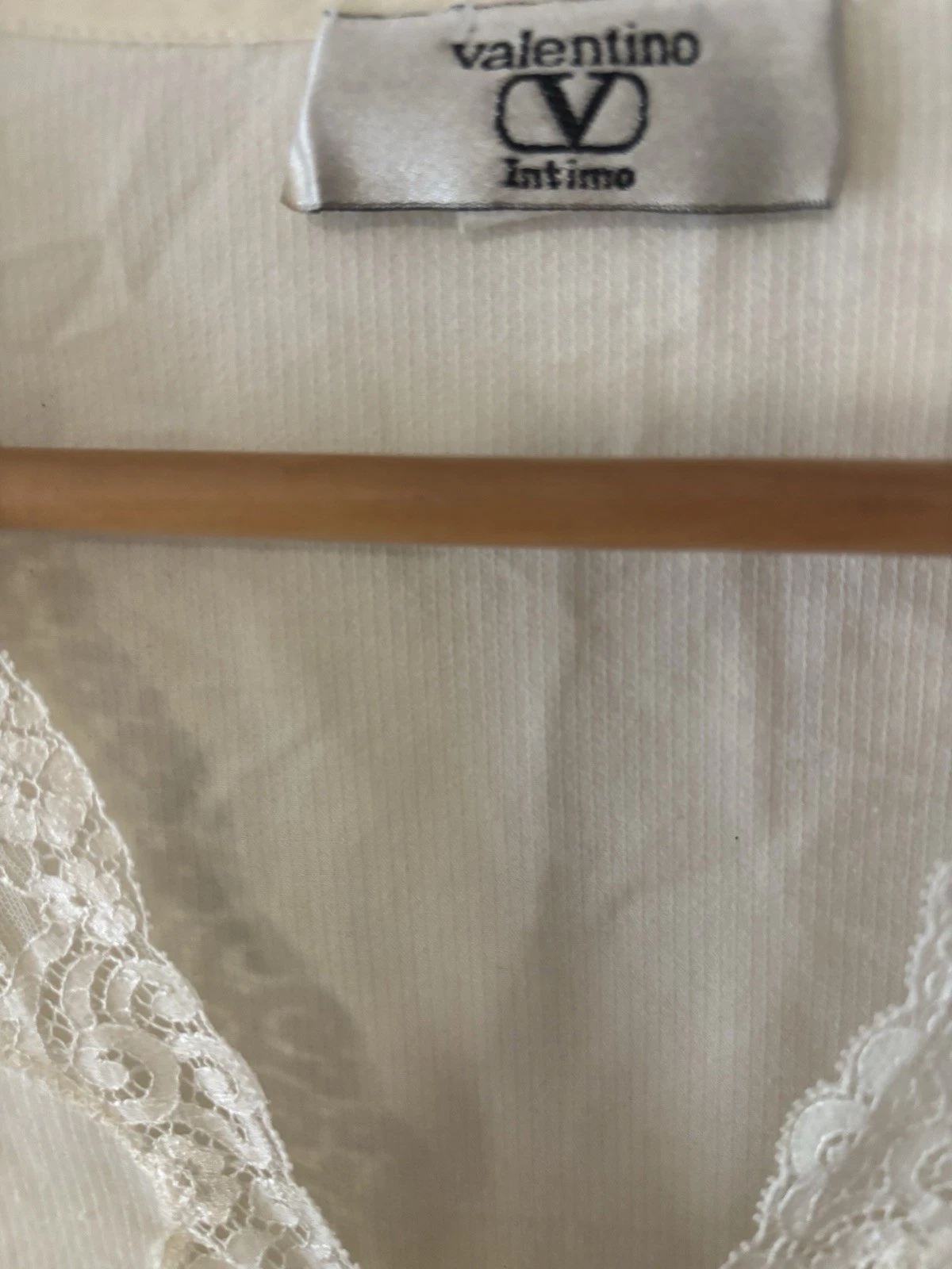 valentino intimo M camicia da notte lunga cotone uncinetto avorio abito vintage leggero