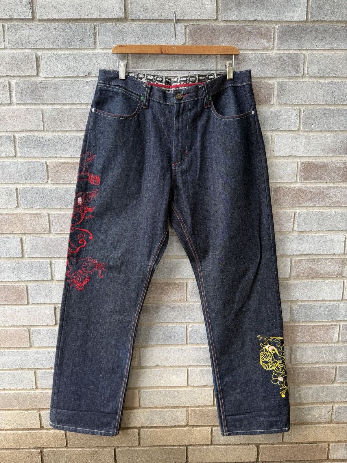 VTG Y2K Artful Dodger Baggy Embroidered Denim Jeans M… - Gem