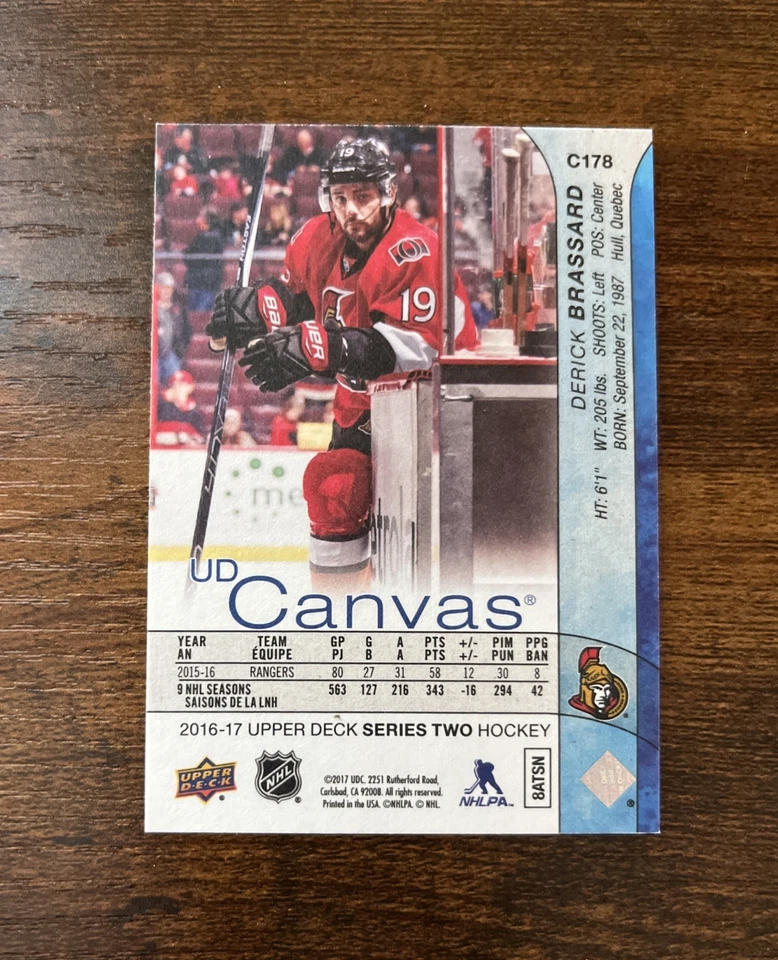 2016-17 Upper Deck Series 2 UD Canvas Derick Brassard #C178 Ottawa Senators - Image 2 of 2