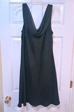 S.L. Fashions Elegant Black Dress Size 18 Sheer Shoulder Overlay