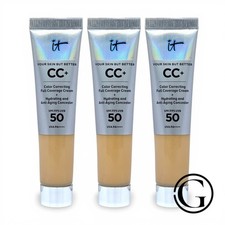 3 PACK It Cosmetics Your Skin But Better CC Cream SPF 50 Medium TRAVEL X70W
