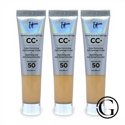 3 PACK It Cosmetics Your Skin But Better CC+ Cream SPF 50+ Medium TRAVEL X70W