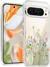 Clear Soft TPU Shock Absorption Case for Pixel 9 Pro XL with Flower Bouquet Desi