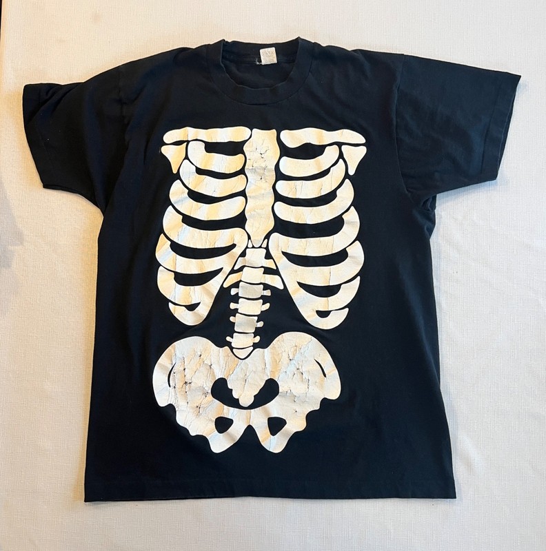 RARE COLLECTIBLE 1983 SCREEN STARS GLOW IN THE DARK SKELETON 100% TEE-SHIRT XL