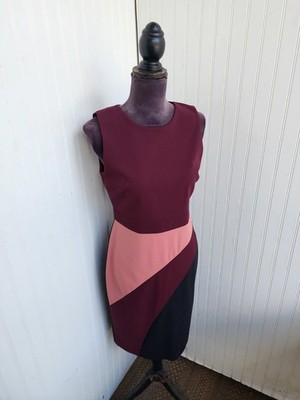 Ann Taylor Burgundy Peach Black Color Block Sheath Dress Size 4 Career Office | eBay Ann Taylor Burgundy Peach Black Color Block Sheath Dress Size 4 Career Office | eBay