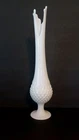 Fenton White Hobnail Swung Vase 15 3/4" Great Condition Sticker