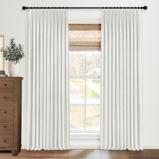 Pinch Pleated Blackout Curtains 40" W x 96" L, Linen Blend, 100 Blackout pk of2