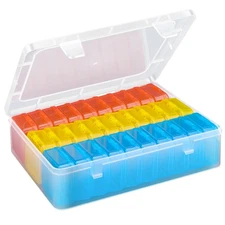 Mathtoxyz Bead Organizer BoxRed,Yellow,Blue, 62Pcs Small Bead Organizers and