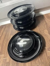 4 Set BLACK CHROME Floating Center Caps For Forgiato Hubcap Rim 7.2 Inch 182 mm