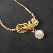 Dior Pearl Necklace Vintage Gold Chain 38cm-43cm Rare Japan Original