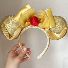 Disney- Parks Minnie Mouse Ears Bow Belle Beauty and the Beast Princess Headband