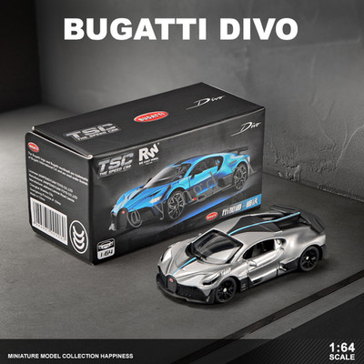 TSC 1:64 Bugatti Divo Motorsport Modell Blau/Kohlengrau Druckgussmetall Sammlung