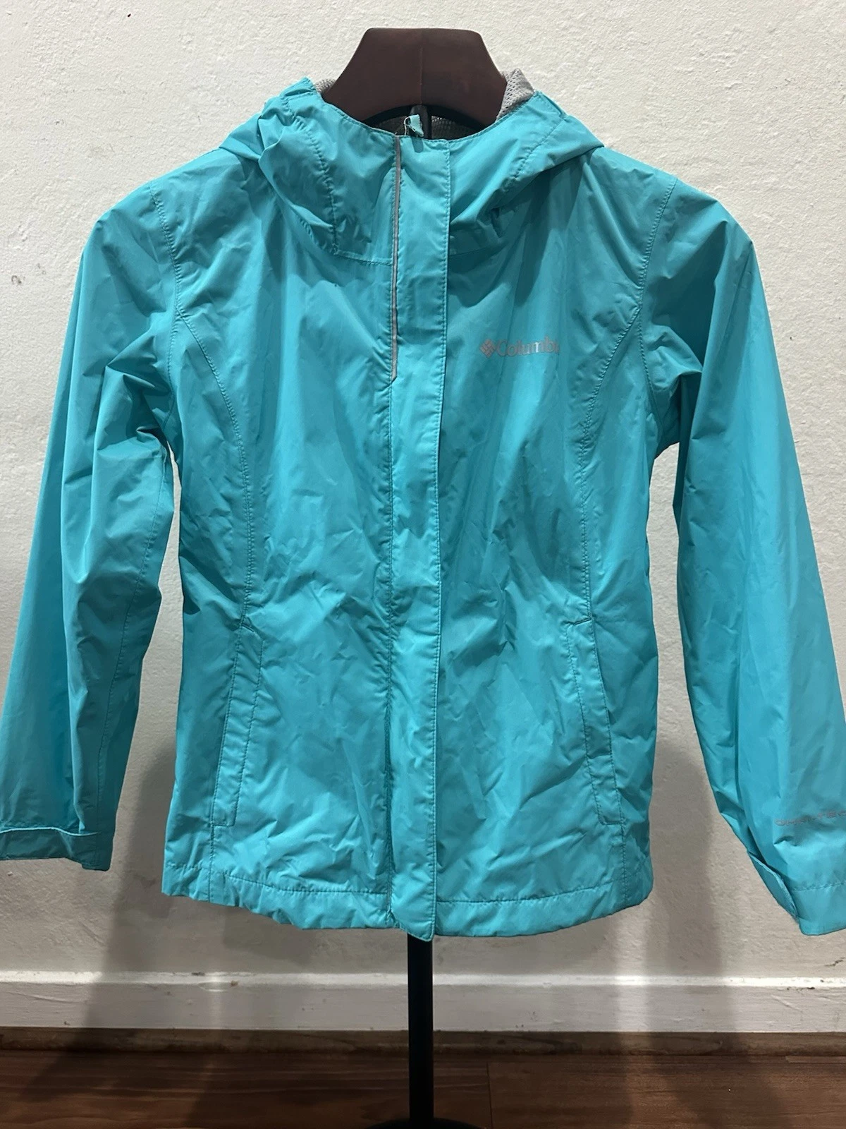 Columbia Omni-Tech Kids Windbreaker Waterproof Hooded Jacket Blue Size S (7/8)