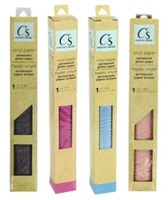 (4 pk) Metallic Glitter 12"x48" Assorted Colors Permanent Vinyl Crafter's Square