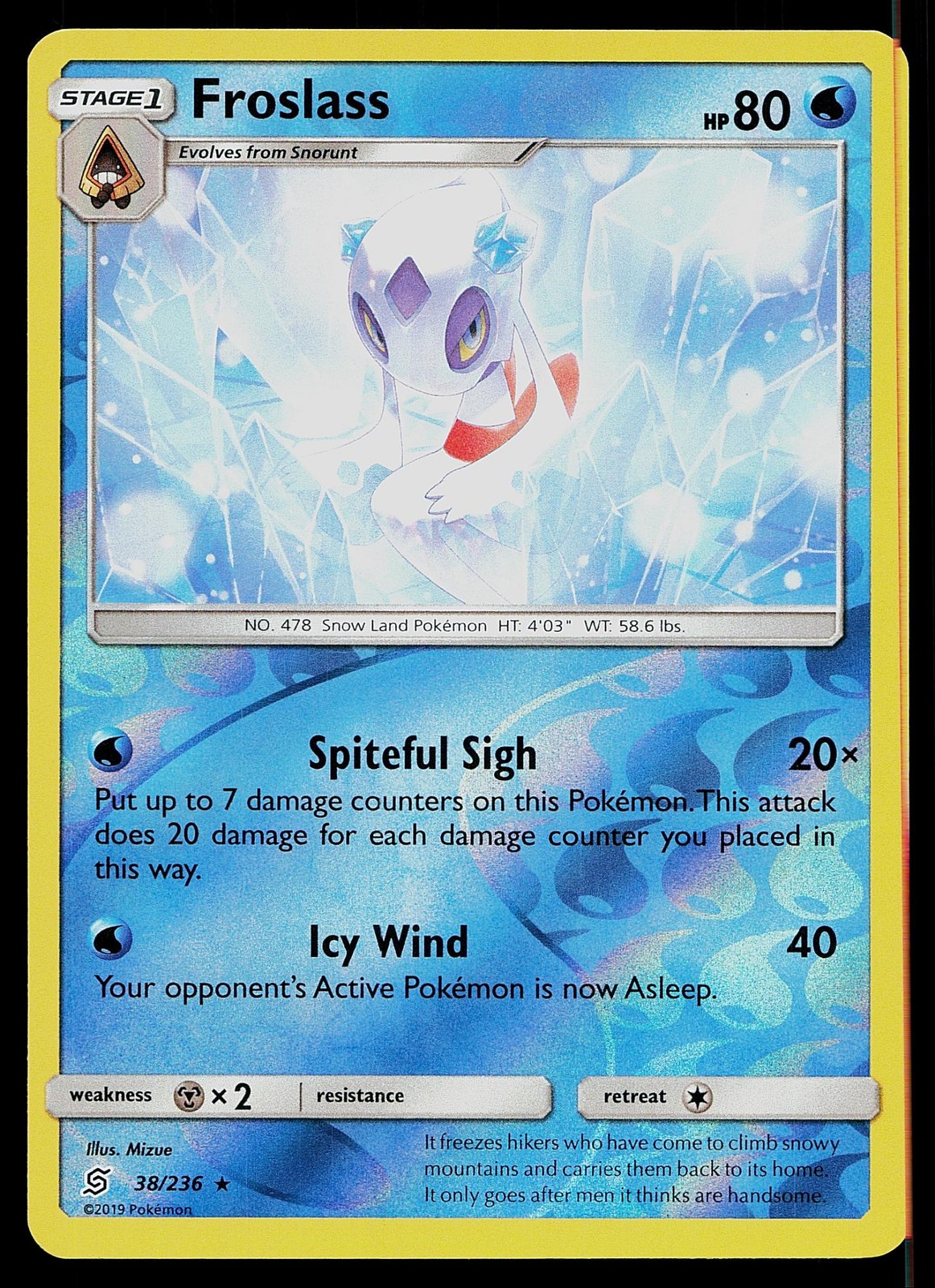 Pokemon Card Unified Minds Froslass 38/236 Rare Reverse Holo