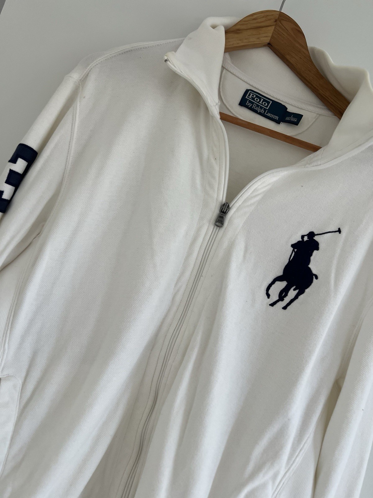 POLO BY RALPH LAUREN Big Pony Logo Waffle Cotton blend knit Jacket Size L