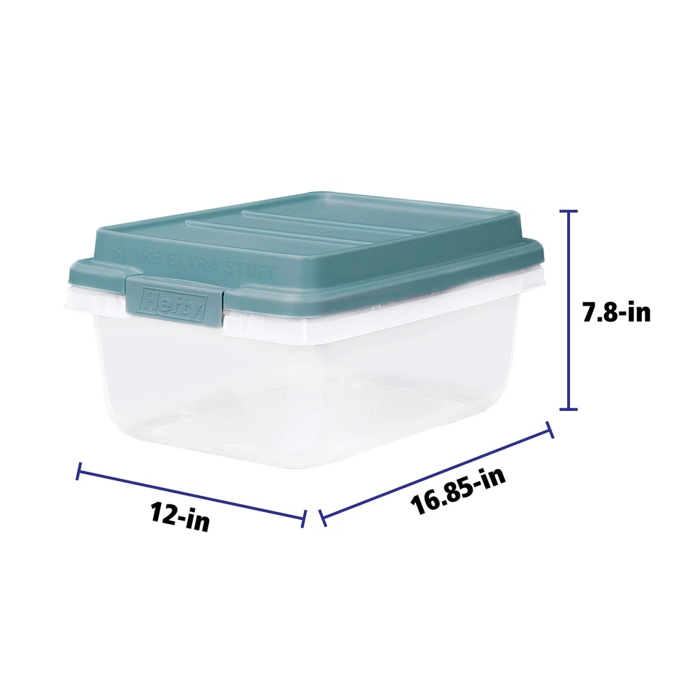 Hefty 18 Qt Hi-Rise Stackable Plastic Storage Bin w/Lid, 8pk, Blue (Open Box) - Image 4 of 4