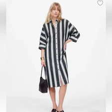 Madewell Dolman Midi Shirtdress in Stripe Poplin Size XS