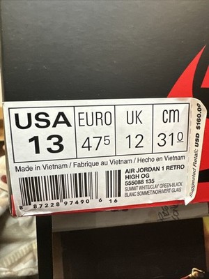 Size 13 - Air Jordan 1 Retro OG High Best Hand in the Game - Clay