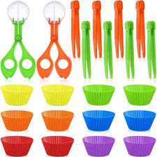 20 Pieces Fine Motor Skills Handy Scooper Set, Include 8 Tweezers, 2 Jumbo Sciss