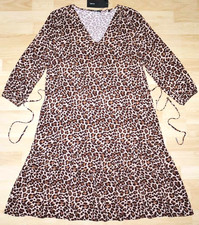 ZERO Kleid Gr.42 braun beige Leoprint 3/4 Arm Set ++Neu++