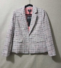 NWT Jones New York Pink Gray Tweed Blazer Jacket Women Size Small Classic Chic