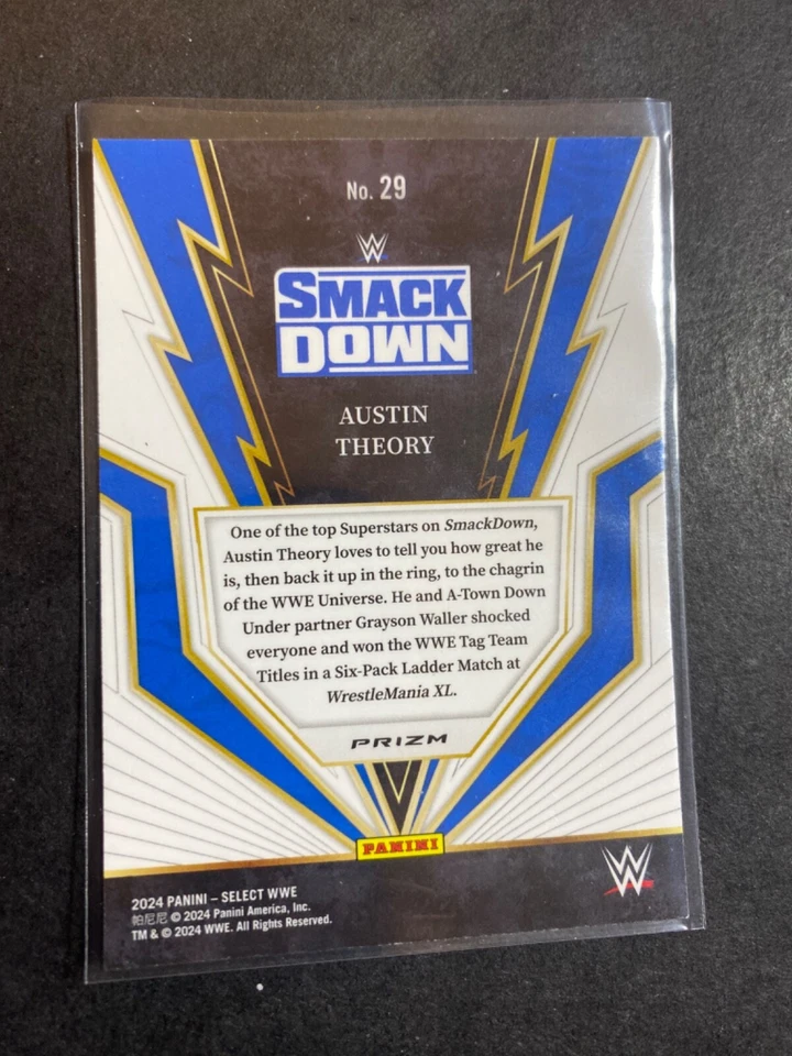Austin Theory - 2024 WWE Select "Turbo Charged Prizm" Wrestling Card #29 - Image 2 of 2